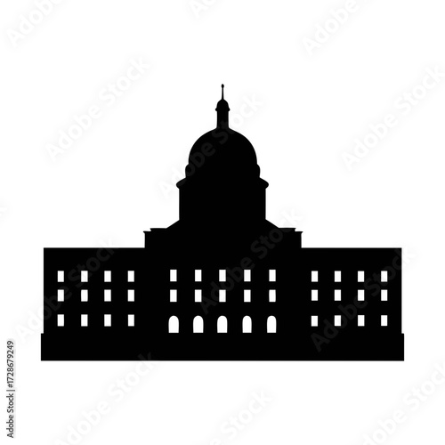 Capitol building silhouette vector illustration government architecture landmark design icon state house