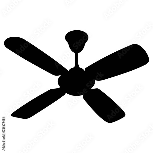 Ceiling fan silhouette vector graphic for home interior design and ventilation solutions needs here