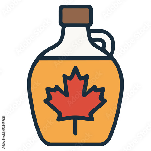 Canada Day Maple Syrup Bottle Illustration with Canadian Symbol