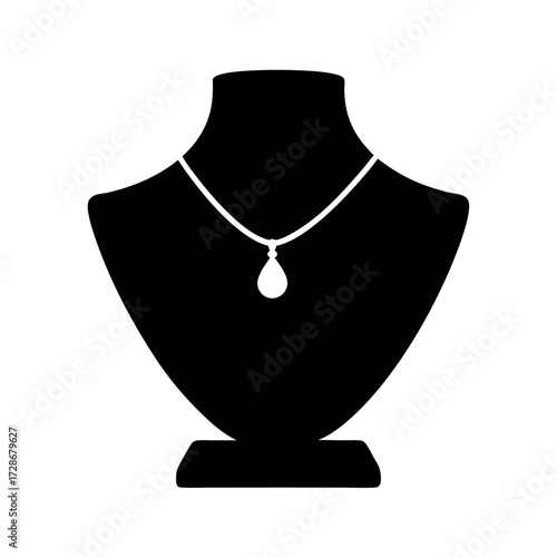Elegant necklace display on mannequin bust for jewelry presentation and retail showcase design