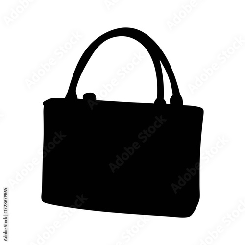 Black silhouette handbag tote bag fashion accessory stylish purse shopping bag design element vector