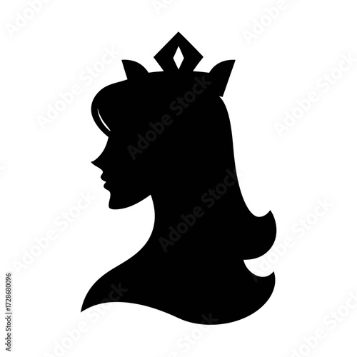 Silhouette of a queen with crown vector illustration royalty beauty icon princess design
