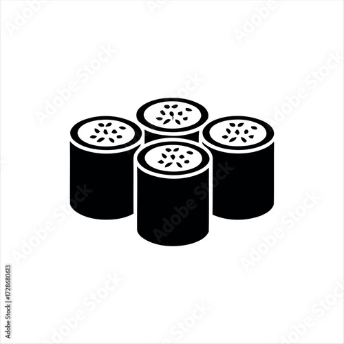 Minimal nigiri sushi icon with chopsticks. A modern design ideal for restaurant menus, food apps, or Japanese cuisine graphics