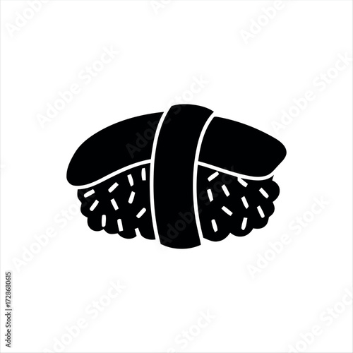 Minimal nigiri sushi icon with chopsticks. A modern design ideal for restaurant menus, food apps, or Japanese cuisine graphics