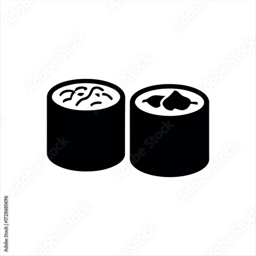 Minimal nigiri sushi icon with chopsticks. A modern design ideal for restaurant menus, food apps, or Japanese cuisine graphics