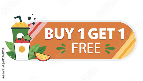 A Vibrant Promotional Graphic Advertises A Buy Get Free Food Offer
