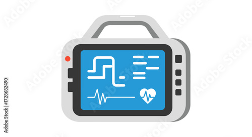 Medical monitor displaying vital signs on a blue screen.