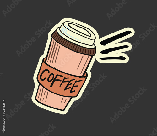 coffee cup line art illustration hand drawn