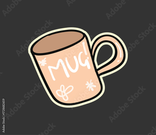 Mug line art illustration hand drawn