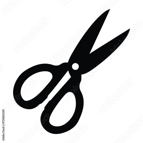 Black scissors cutting tool for paper fabric crafts sewing vector illustration clip art icon