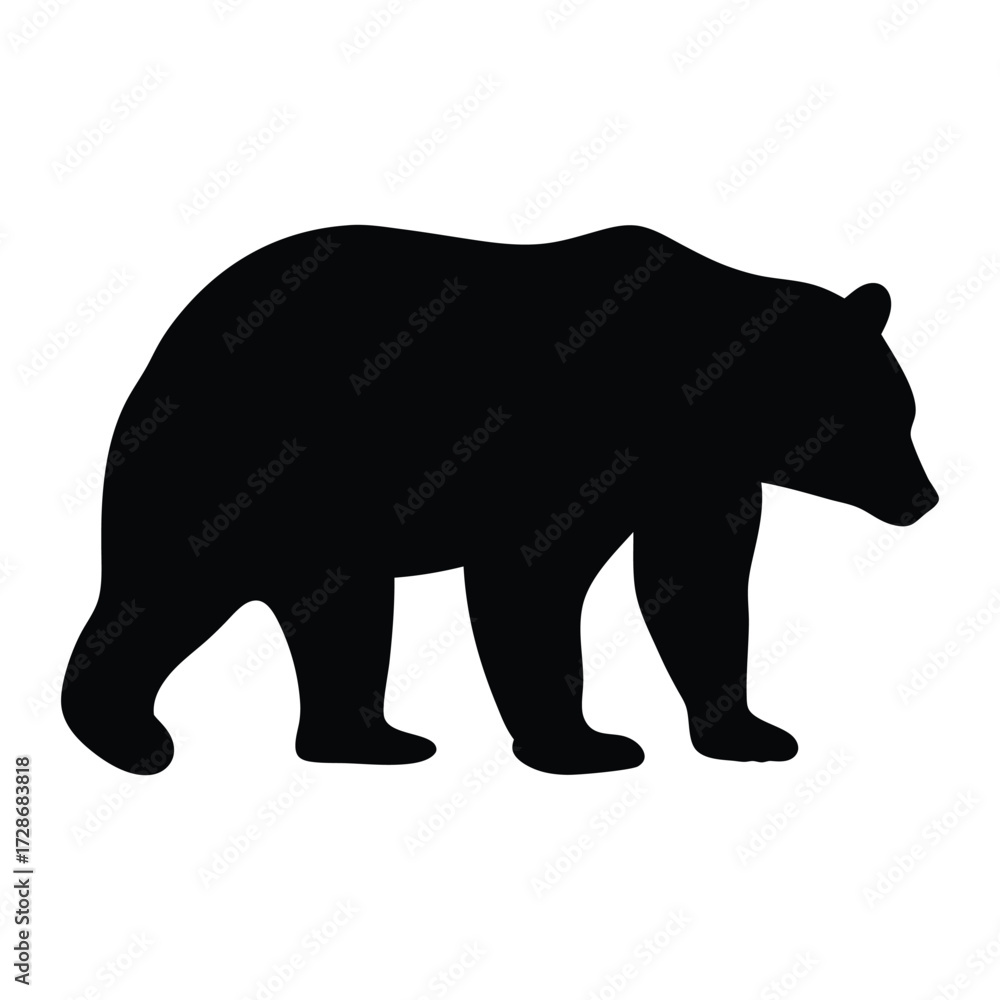 Obraz premium Black bear silhouette vector illustration for wildlife animal designs and nature graphics projects