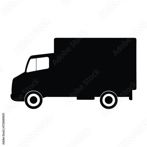 Black delivery truck icon vector illustration transport logistics service vehicle moving company van auto