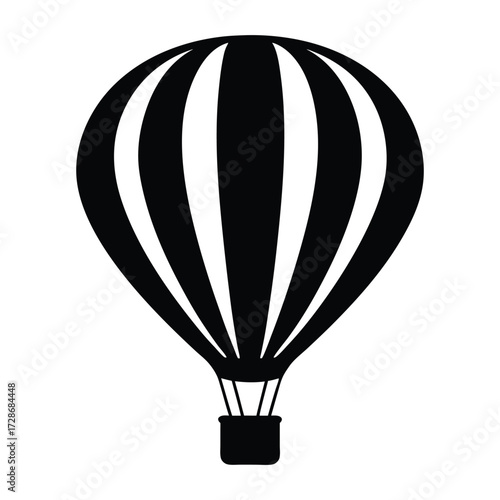 Black and white hot air balloon vector illustration for travel and adventure graphic design project