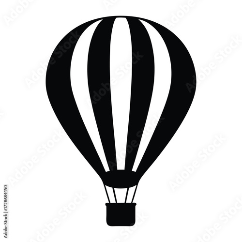 Black and white hot air balloon vector illustration for travel and adventure designs template
