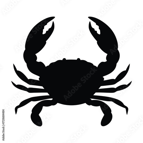 Black crab silhouette vector illustration marine animal seafood crustacean ocean wildlife design art clip 90