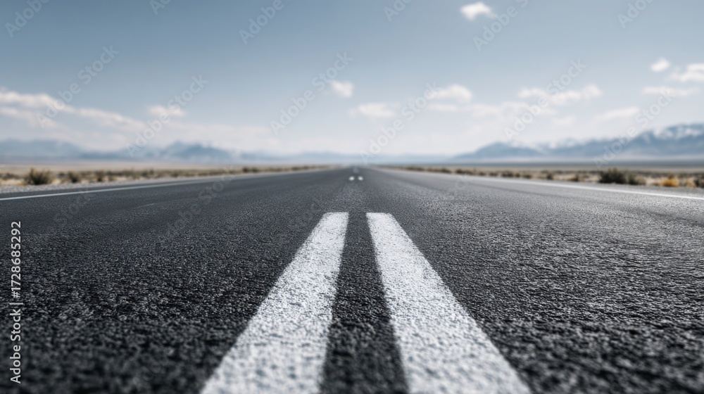 Fototapeta premium Serene road stretching into the distance under a beautiful sky representing innovation and discovery roadmap concept