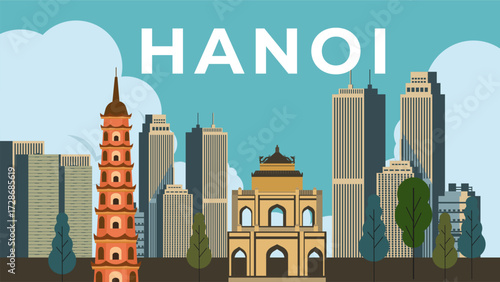 Hanoi city travel background