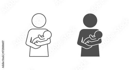 Parent holding baby icon vector illustration