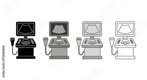 Medical Ultrasound Machine Icon Set - Vector Graphics