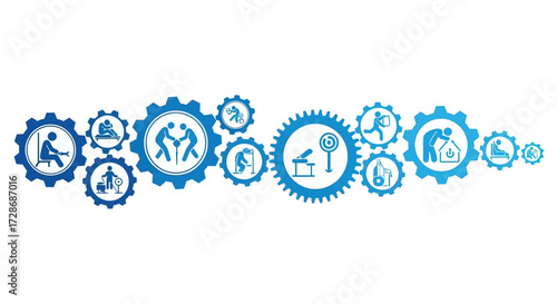 Teamwork and collaboration icon gears working together