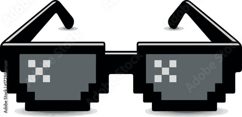  Vector pixel glasses on white background