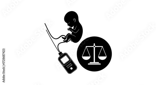 Fetus and Scale Icon Embodiment of Justice and Life