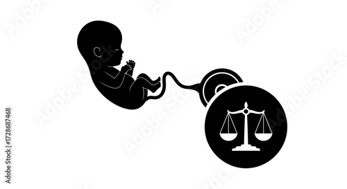 Fetus With Scales Icon For Medical And Legal Concepts