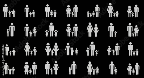 Family icons representing different sizes and shapes for diverse families