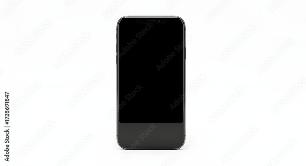 Naklejka premium Modern smartphone with a blank black screen isolated on a white background, showcasing its sleek design