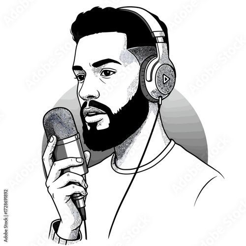Bearded Man Recording