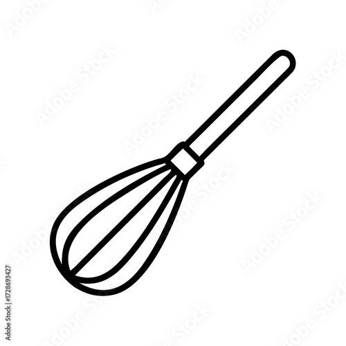 Kitchen whisk utensil with a stainless steel handle in minimalist design  