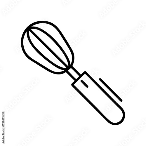 Kitchen whisk with stainless steel wires and wooden handle  