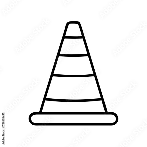 Traffic cone in simple black outline design  