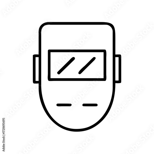 Welding helmet outline design on white background  