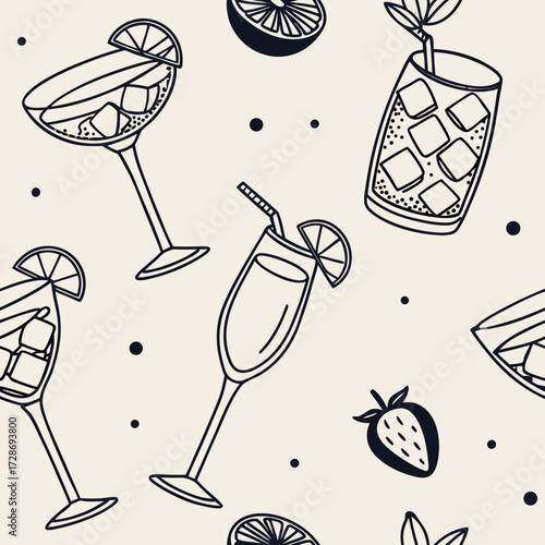 seamless pattern with cocktails