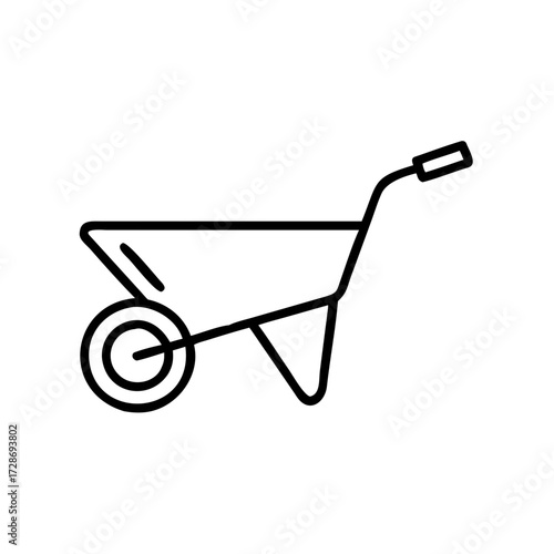 Outline of a wheelbarrow in minimalistic style  