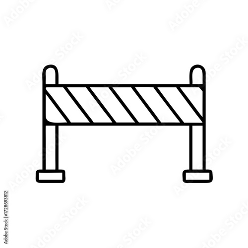 Construction barrier with diagonal stripes in minimalistic style  