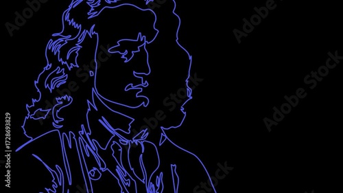 Stroke Animation Isaac Newton Physicist Black Background