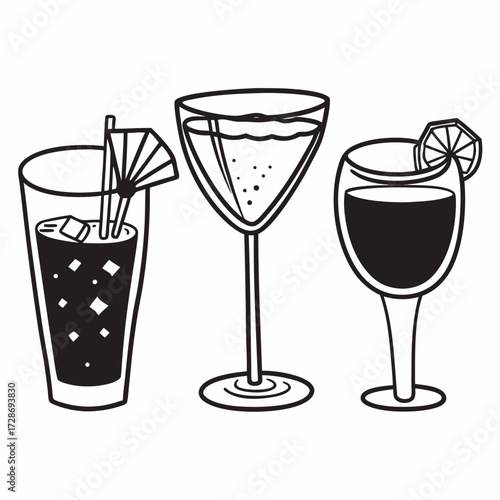 set of cocktails