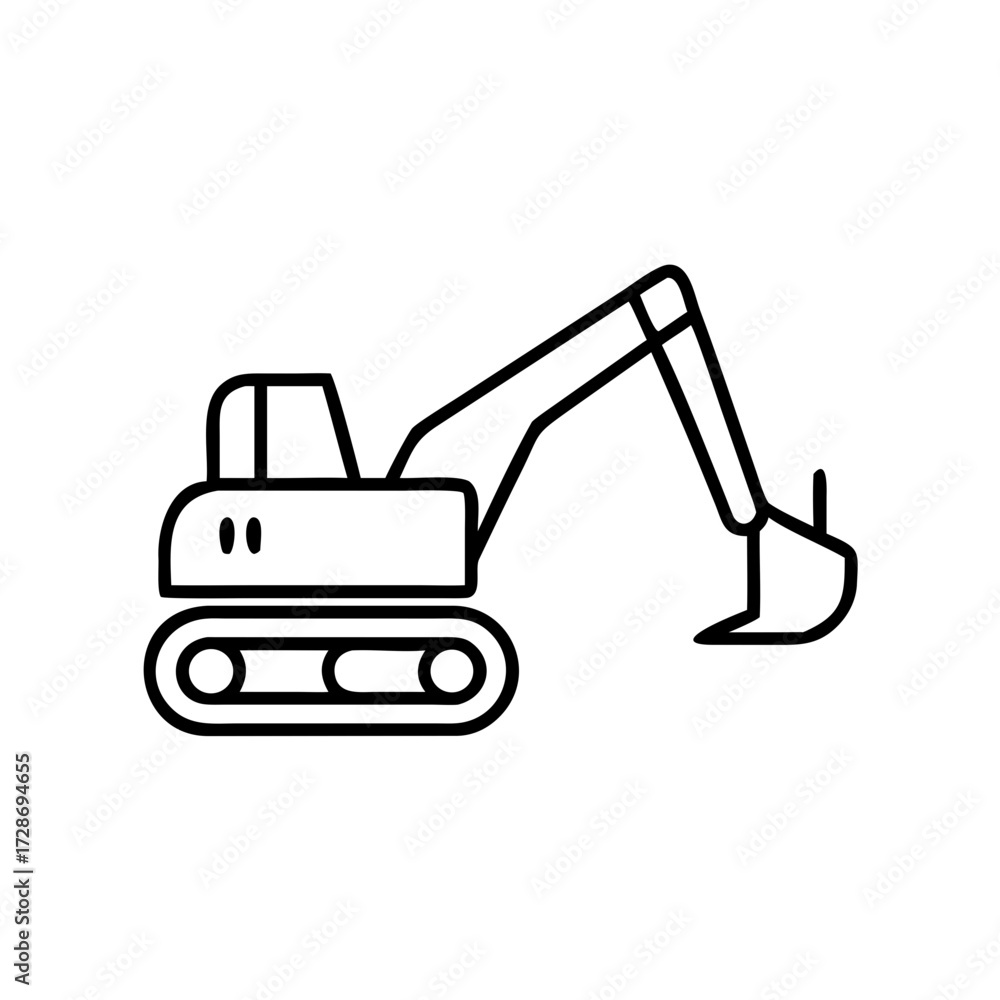 Naklejka premium Excavator machine outline vector design in minimalist style 