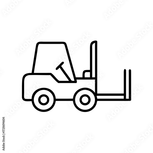 Forklift vehicle icon in minimalist line art style  