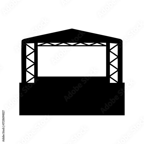 Black silhouette of a stage structure for music concert event performance