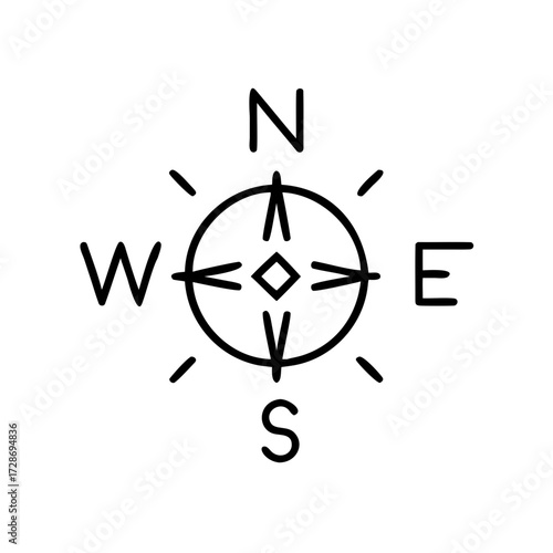 Simple black compass rose symbol representing cardinal directions  