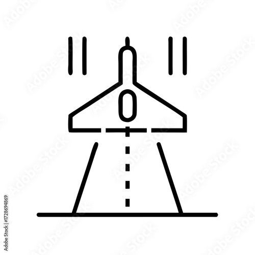 Airplane taking off with vapor trails in minimalist illustration  