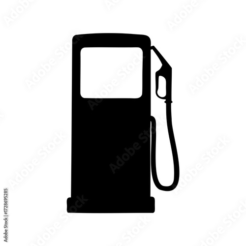Black silhouette of a gas pump on a white background image