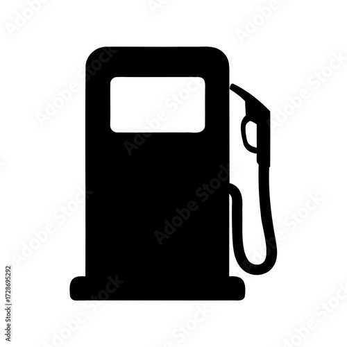 Simple Black and White Silhouette Illustration of a Gas Station Fuel Pump Icon