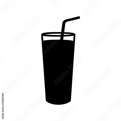Silhouette of a refreshing beverage in a tall glass with a straw