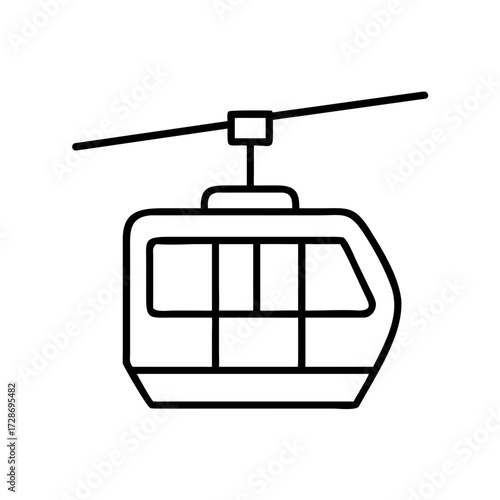 Line art illustration of a cable car on a white background  