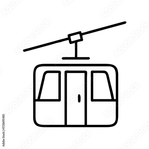 Cable car outline illustration on white background  
