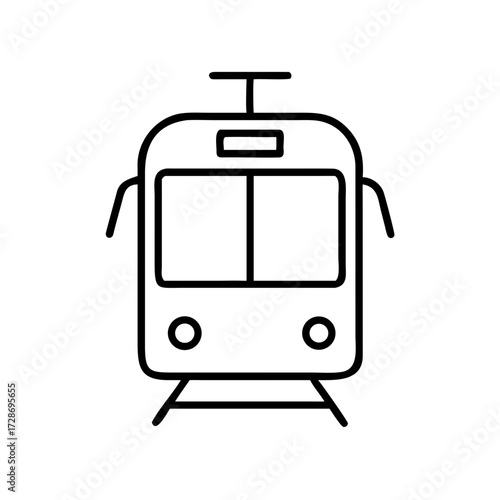 Outline of a tram from the front view in a minimalist style  